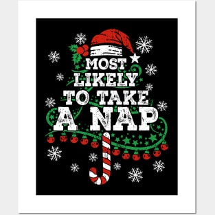 Most Likely To Take A Nap Funny Christmas Vintage Posters and Art